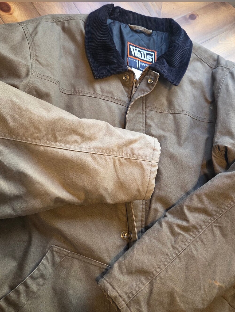 Walls Brown Canvas Field Jacket with Black Corduroy Collar Large
